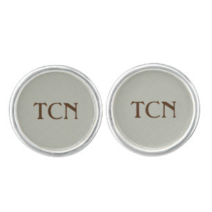 Personalized Blue Yellow and Brown Plaid Cufflinks