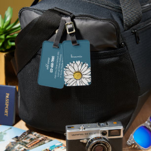 Personalized Blue & Yellow Daisy Luggage Tag 