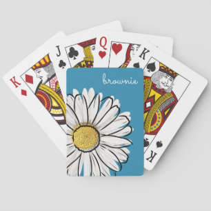 Personalized Blue & Yellow Daisy Poker Cards