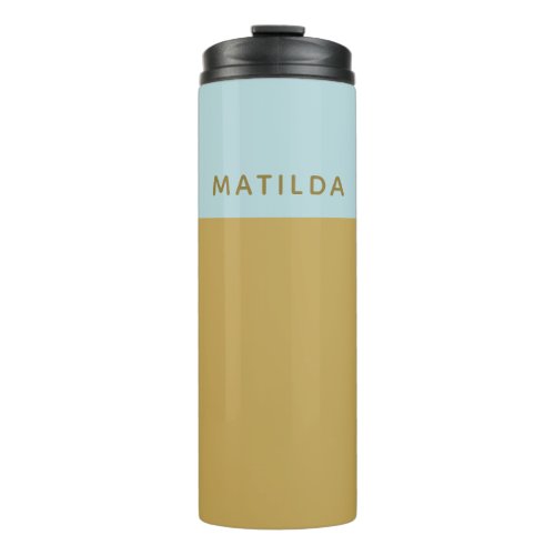 Personalized Blue Yellow Geometric Color Block Thermal Tumbler