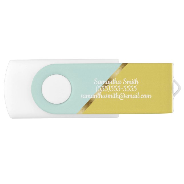 Personalized Blue Yellow Gold Flash Drive (Front)
