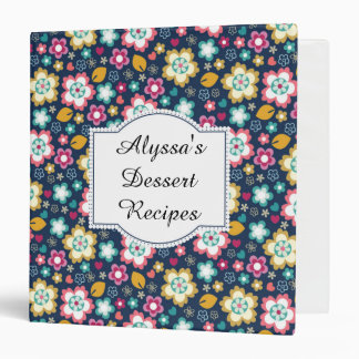 Personalized Blue Yellow Pink Floral Notebook Binder