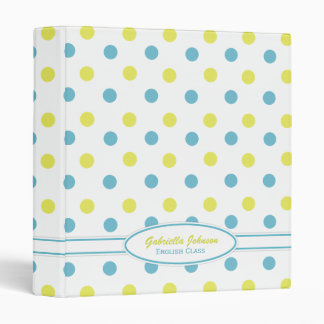 Personalized Blue & Yellow Polka Dot Binder