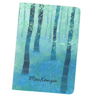 Personalized Bluebell Woods Forest Landscape Art Passport Holder