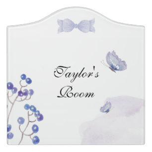 Personalized Blueberries and Butterflies Design  Door Sign