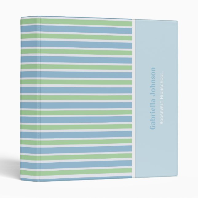 Personalized: Blueberry Striped Binder (Front/Spine)