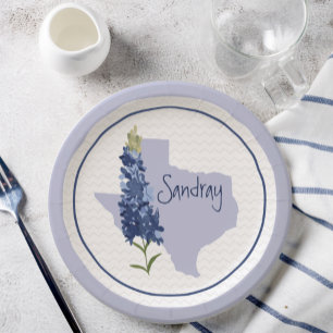 Personalized Bluebonnet Texas Paper Plates