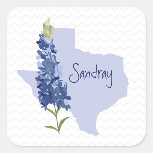 Personalized Bluebonnet Texas Square Sticker