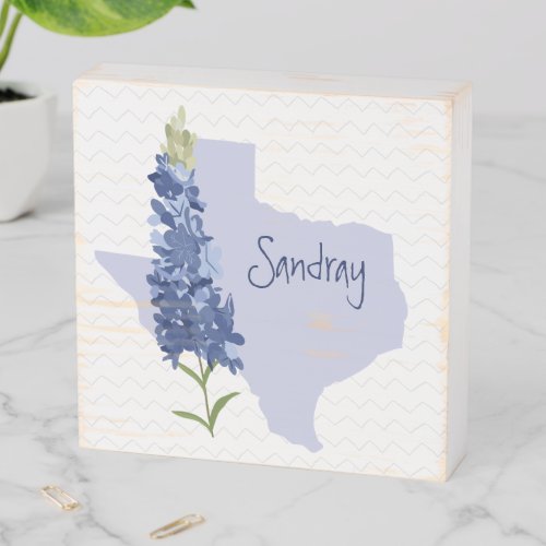 Personalized Bluebonnet Texas Wooden Box Sign