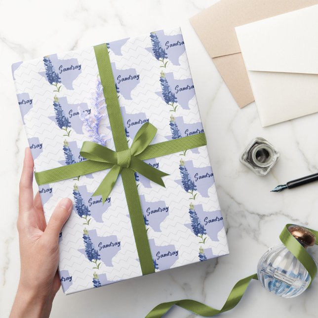 Personalized Bluebonnet Texas Wrapping Paper (Creator Uploaded)