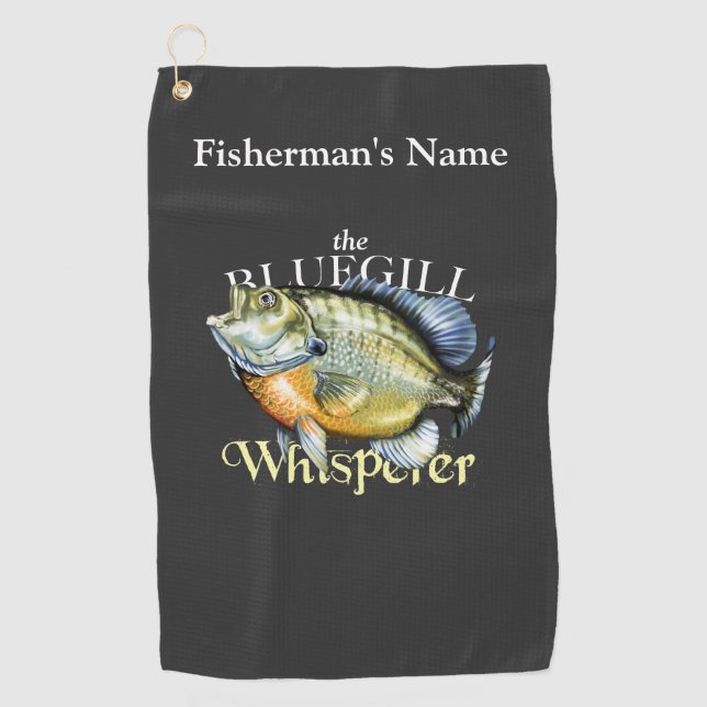Personalized Bluegill Whisperer Dark Fishing Towel (Front)