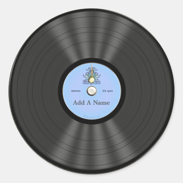 Personalized Bluegrass Vinyl Record Classic Round Sticker (Front)