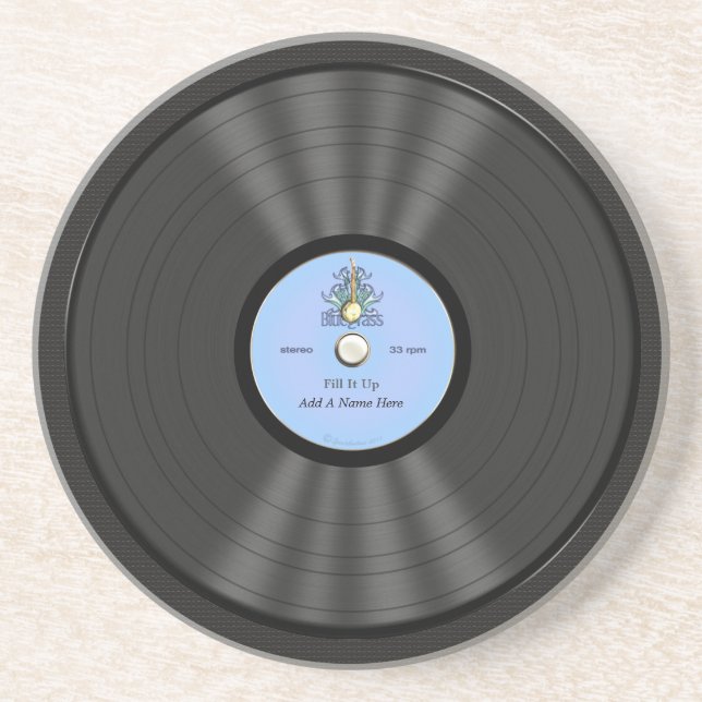 Personalized Bluegrass Vinyl Record Sandstone Coaster (Front)