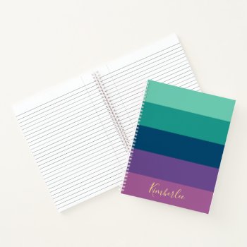 Personalized Blues & Purples Striped Chic Notebook by kersteegirl at Zazzle
