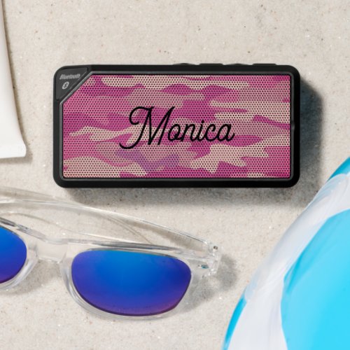 Personalized Bluetooth speaker with pink camo