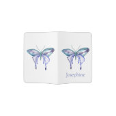 Personalized Bluish Purple Watercolor Butterfly Passport Holder (Opened)