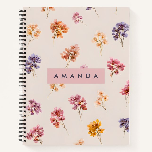 Personalized Blush and Lavender Garden Notebook (Front)