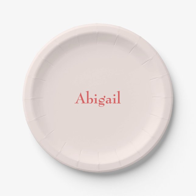 Personalized Blush Baby Shower Paper Plates (Front)