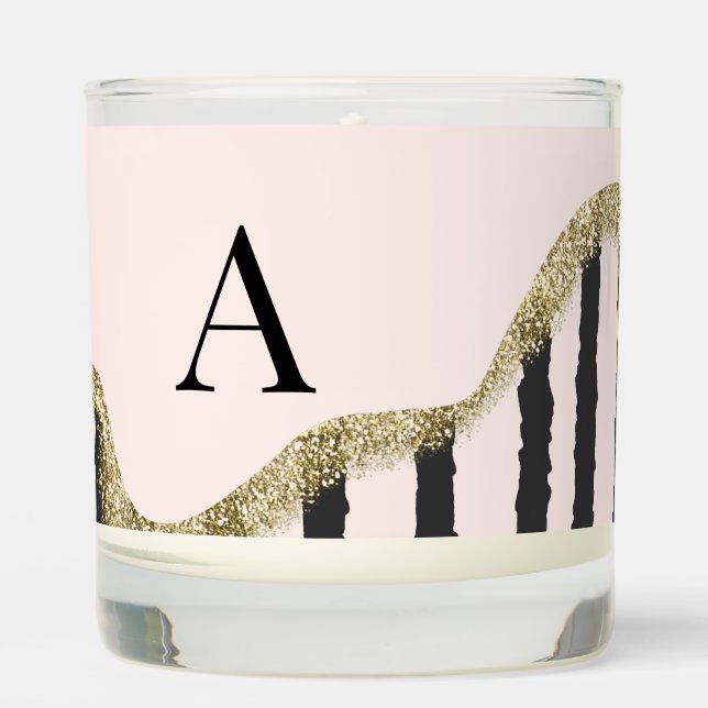 Personalized Blush Black & Gold Glam Scented Candle (Front)