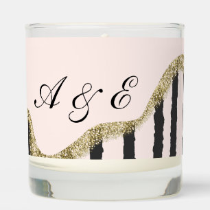 Personalized Blush Black & Gold Glam Script Scented Candle