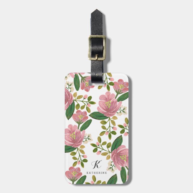 Personalized | Blush Bouquet Luggage Tag (Front Vertical)