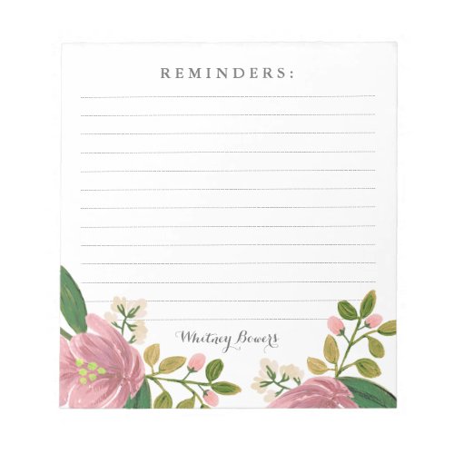 Personalized  Blush Bouquet Notepad