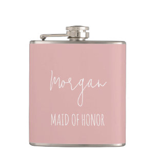 Personalized Blush Bridal Party Gift Women Flask
