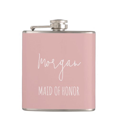 Personalized Blush Bridal Party Gift Women Flask