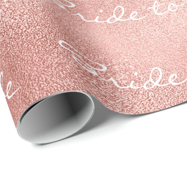 Personalized Blush Bride To Be Name Custom Rose Wrapping Paper (Roll Corner)