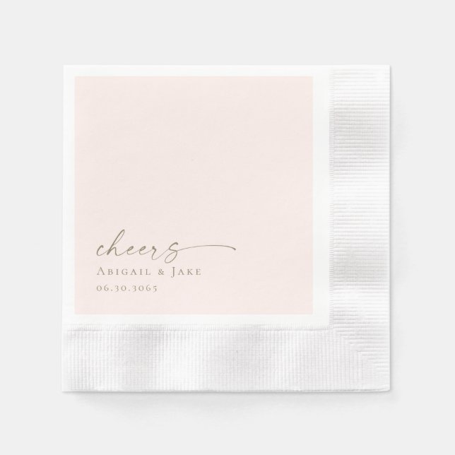 Personalized Blush Coined Wedding Napkins (Front)