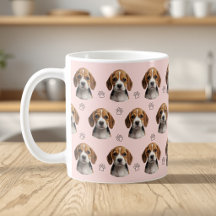 Personalized Blush Dog Photo Paw Pattern