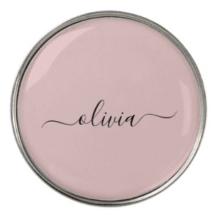 Personalized Blush Dusty Pink Modern Script Girly  Golf Ball Marker