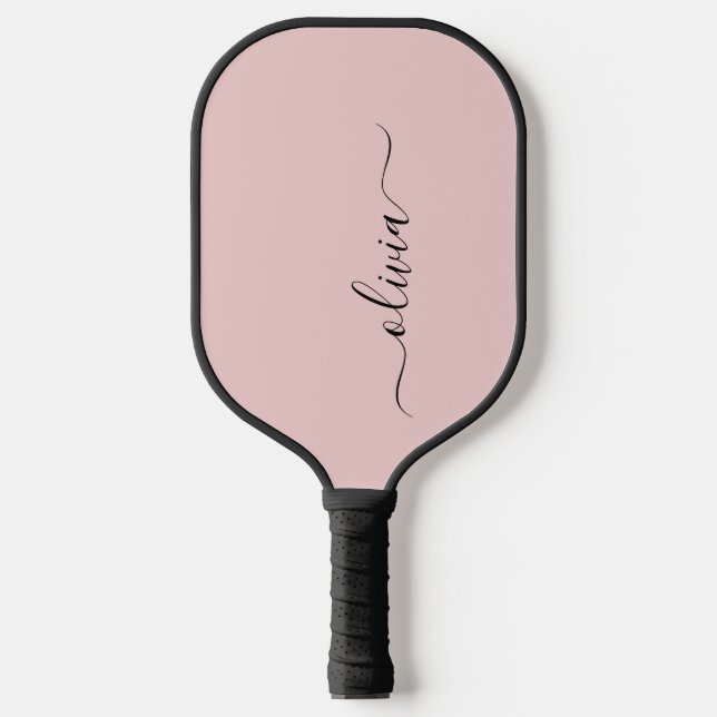 Personalized Blush Dusty Pink Modern Script Girly  Pickleball Paddle (Front)