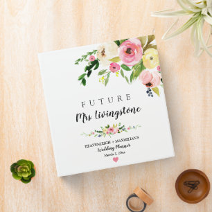 Personalized Blush Floral Boho Wedding Planner 3 R Ring Binder