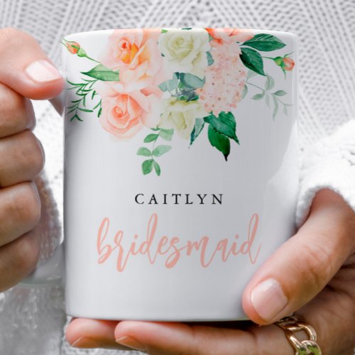 Personalized Blush Floral Bridesmaid Mug