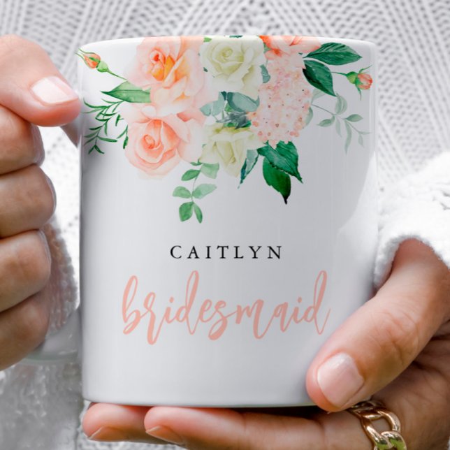 Personalized Blush Floral Bridesmaid Mug (Creator Uploaded)