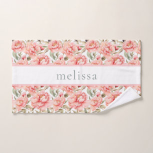 Personalized Blush Floral Cottagecore Gym Hand Towel
