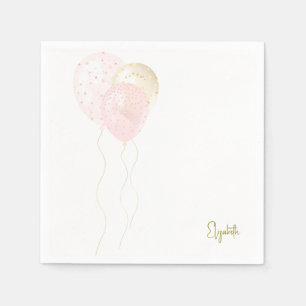 Personalized Blush Gold Balloons Baby Shower Napkins