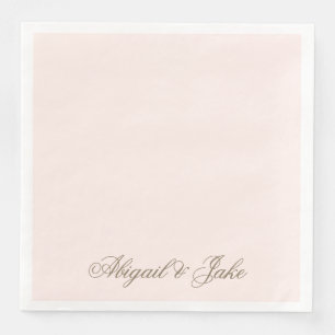Personalized Blush Gold Elegant Script Wedding Paper Dinner Napkins