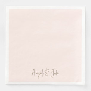 Personalized Blush Gold Script Names Wedding Paper Dinner Napkins