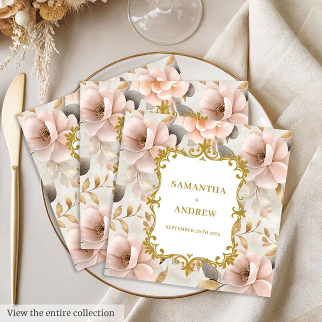 Personalized Blush Gold Wedding Napkins (Personalized Blush Gold Wedding Napkins)