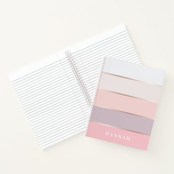 Personalized Blush Lavender Rose Gold Wide Stripes Notebook by kersteegirl at Zazzle