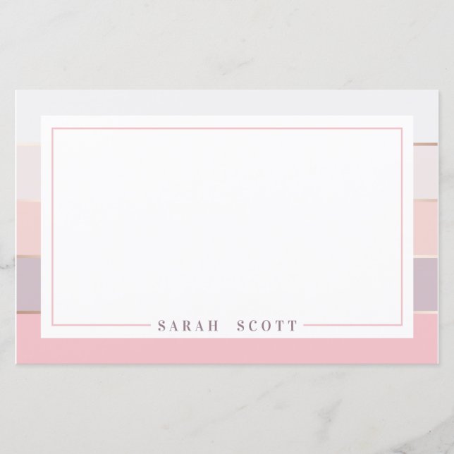 Personalized Blush Lavender Striped Stationery (Front)
