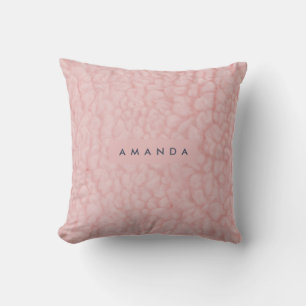 Personalized Blush Pastel Pink Faux Fur Throw Pillow