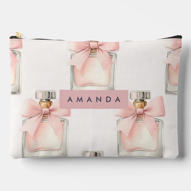Personalized Blush Perfume Bottle Coquette Pattern Accessory Pouch (Front)