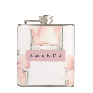 Personalized Blush Perfume Bottle Coquette Pattern Flask