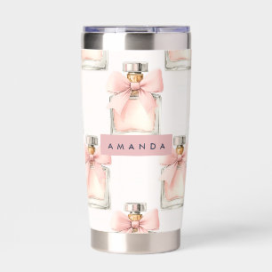 Personalized Blush Perfume Bottle Coquette Pattern Insulated Tumbler