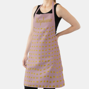 Personalized Blush Pink And Dots Gold Apron