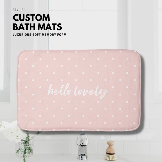 Personalized Blush Pink Bath Mat Small Polka Dots (Creator Uploaded)