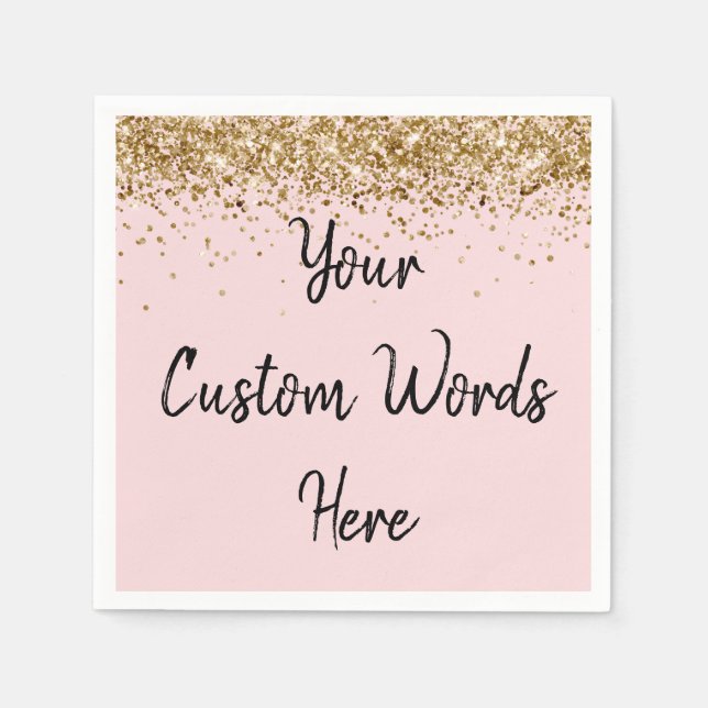 Personalized Blush Pink Birthday Party Graduation Napkins (Front)